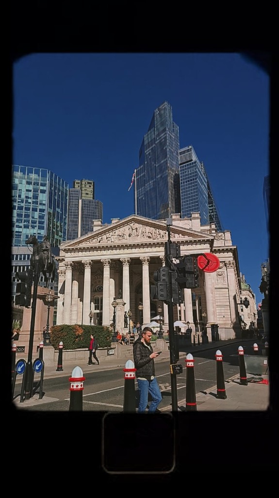 Royal Exchange and City of London skyline on a sunny day — near where the team gathered for their first meeting